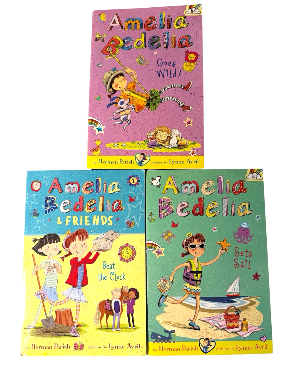 Lot Of 3 Amelia Bedelia + Friends Paperback Chapter Books 1, 4, 7 Herman Parish